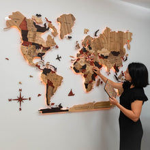 Load image into Gallery viewer, 3D Solid Wooden World Map