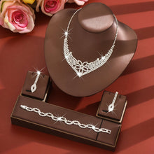 Load image into Gallery viewer, Sparkling Rhinestone Trio Earrings Necklace Bracelet Collection (MAC315)