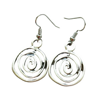 Load image into Gallery viewer, Boho Spiral Earrings Geometric Dangle Minimalist Silver Infinity Symbol Jewelry square or circle