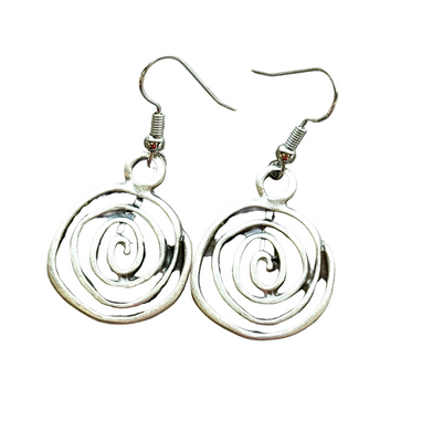 Boho Spiral Earrings Geometric Dangle Minimalist Silver Infinity Symbol Jewelry square or circle