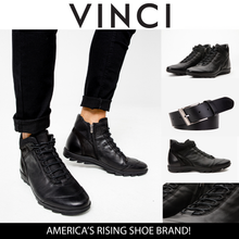 Load image into Gallery viewer, The Houston Leather Black Lace-Up Casual Men Boot with a Zipper