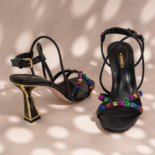 Load image into Gallery viewer, The Aurora Black Leather Strappy Women Sandal