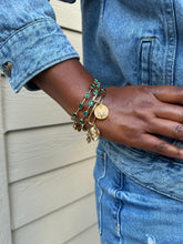 Load image into Gallery viewer, Initial M Pave Starburst Texture Bangle