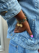 Load image into Gallery viewer, Initial M Pave Starburst Texture Bangle