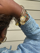 Load image into Gallery viewer, Initial S Pave Starburst Texture Bangle