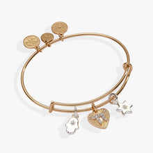 Load image into Gallery viewer, Faith and Family Star of David Charm Bangle