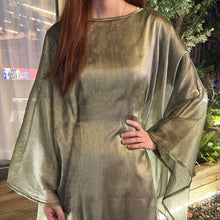 Load image into Gallery viewer, Olive Green Sequin Abaya Dress | Starry Night 2-Piece Maxi Dress with Flowing Cape (MA243)