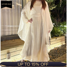 Load image into Gallery viewer, Olive Green Sequin Abaya Dress | Starry Night 2-Piece Maxi Dress with Flowing Cape (MA243)