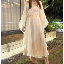 Load image into Gallery viewer, Olive Green Sequin Abaya Dress | Starry Night 2-Piece Maxi Dress with Flowing Cape (MA243)