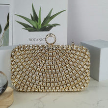 Load image into Gallery viewer, Stunning Crystal-Front Glitter-Back Clutch – Trendy Square Evening Bag for Parties &amp; Galas (MAC275)