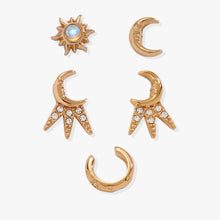 Load image into Gallery viewer, Sun &amp; Moon 2 Studs &amp; Earring Cuff Set