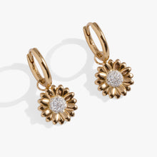 Load image into Gallery viewer, Sunflower Huggie Hoop Earrings
