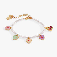 Load image into Gallery viewer, Sweethearts® ‘XOXO’ Heart Charm Beaded Pearl Bracelet