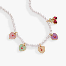 Load image into Gallery viewer, Sweethearts® ‘XOXO’ Heart Charm Pearl Beaded Necklace