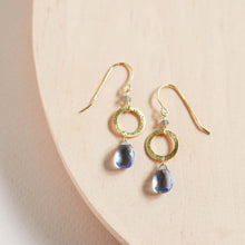 Load image into Gallery viewer, Tanzanite Quartz Gold Drop Earrings