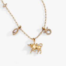 Load image into Gallery viewer, Taurus Zodiac Charm Cluster Necklace