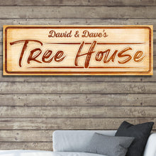 Load image into Gallery viewer, Treehouse Sign, Unique Baby Boy Gift, Tree House Wall Art, Tree House Sign, Tree House Lover Gift Sign Decor