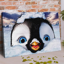 Load image into Gallery viewer, Penguin Peekaboo Painting Canvas Wall Art