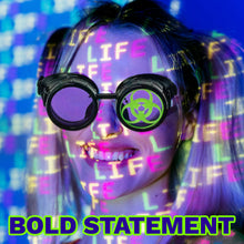 Load image into Gallery viewer, Mad Scientist Goggles – Biohazard - Cosplay Eyewear -  blue, purple, red, green lenses