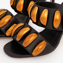 Load image into Gallery viewer, The Eclipse Black &amp; Gold Leather Women Sandal