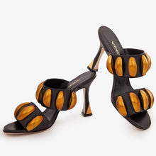 Load image into Gallery viewer, The Eclipse Black &amp; Gold Leather Women Sandal