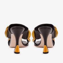 Load image into Gallery viewer, The Eclipse Black &amp; Gold Leather Women Sandal