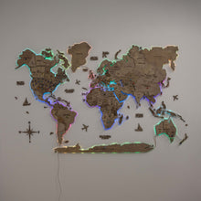 Load image into Gallery viewer, 3D LED Wooden World Map 2.0 Terra