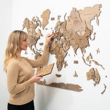 Load image into Gallery viewer, 3D Wooden World Map Terra