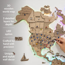 Load image into Gallery viewer, 3D LED Wooden World Map 2.0 Terra