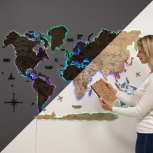 Load image into Gallery viewer, 3D LED Wooden World Map 2.0 Terra