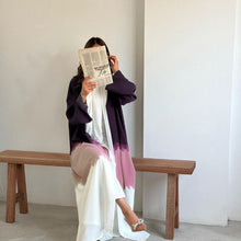 Load image into Gallery viewer, Tie-Dye Cape Cardigan Dress Abaya | Gradient Open Front Kimono Cover(MOA221)