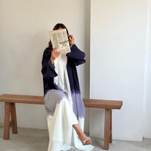 Load image into Gallery viewer, Tie-Dye Cape Cardigan Dress Abaya | Gradient Open Front Kimono Cover(MOA221)