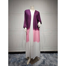Load image into Gallery viewer, Tie-Dye Cape Cardigan Dress Abaya | Gradient Open Front Kimono Cover(MOA221)