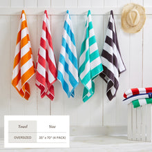 Load image into Gallery viewer, Cotton Velour Cabana Stripe Beach Towel - Novia Collection