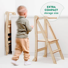 Load image into Gallery viewer, Toddler Tower: Foldable Step Stool for Toddlers - Beige