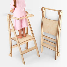 Load image into Gallery viewer, Toddler Tower: Foldable Step Stool for Toddlers - Beige