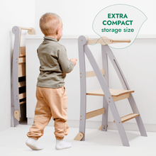 Load image into Gallery viewer, Toddler Tower: Foldable Step Stool for Toddlers - Gray