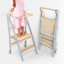 Load image into Gallery viewer, Toddler Tower: Foldable Step Stool for Toddlers - Gray