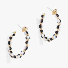 Load image into Gallery viewer, Toile Beaded Hoop Earrings