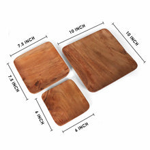 Load image into Gallery viewer, Tressa Acacia Wood Square Plates (Set of 3)