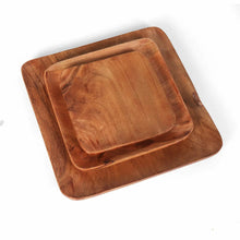 Load image into Gallery viewer, Tressa Acacia Wood Square Plates (Set of 3)