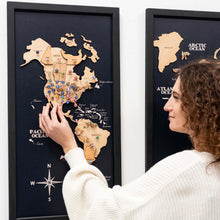 Load image into Gallery viewer, 3D Wooden Triptych World Map Gold