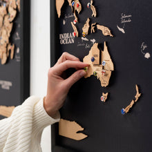 Load image into Gallery viewer, 3D Wooden Triptych World Map Gold