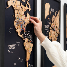 Load image into Gallery viewer, 3D Wooden Triptych World Map Gold