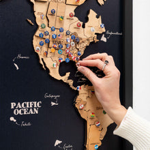 Load image into Gallery viewer, 3D Wooden Triptych World Map Gold