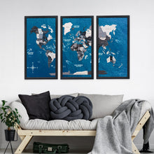Load image into Gallery viewer, Triptych Wall Art - Wooden World Map (Nordik)