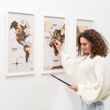 Load image into Gallery viewer, 3D Wooden Triptych World Map Multicolor