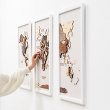 Load image into Gallery viewer, 3D Wooden Triptych World Map Multicolor
