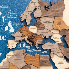 Load image into Gallery viewer, 3D Wooden Triptych World Map Multicolor
