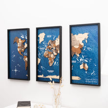 Load image into Gallery viewer, 3D Wooden Triptych World Map Multicolor